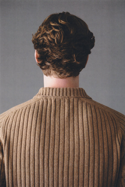 SHORT-SLEEVE RIBBED POLO PLACKET SWEATER