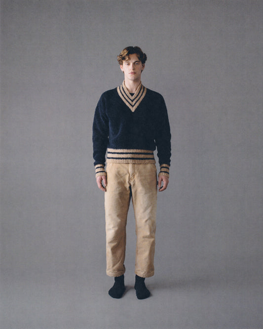 LONG-SLEEVE BOUCLE CRICKET V-NECK SWEATER