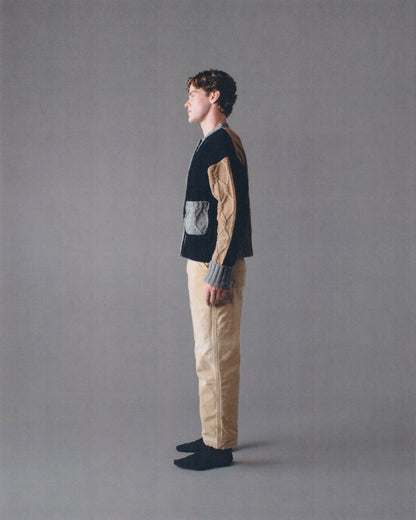 LONG-SLEEVE INTARSIA CABLE CREW-NECK CARDIGAN