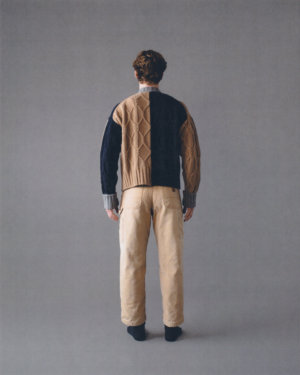LONG-SLEEVE INTARSIA CABLE CREW-NECK CARDIGAN