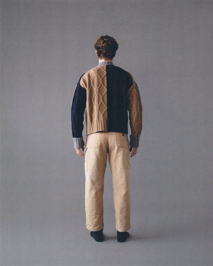 LONG-SLEEVE INTARSIA CABLE CREW-NECK CARDIGAN