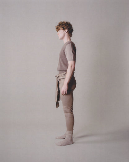 SHORT-SLEEVE INTARSIA COLORBLOCK CREW NECK SWEATER